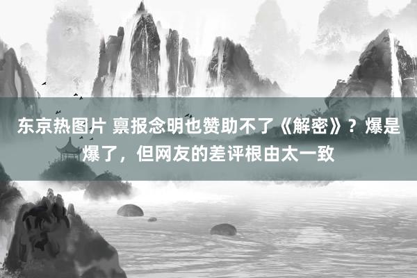 东京热图片 禀报念明也赞助不了《解密》？爆是爆了，但网友的差评根由太一致