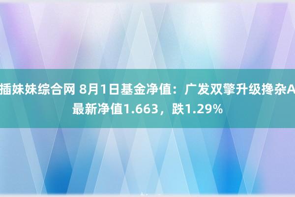 插妹妹综合网 8月1日基金净值：广发双擎升级搀杂A最新净值1.663，跌1.29%