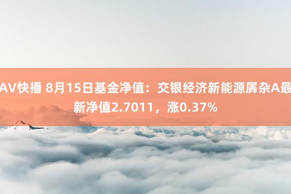 AV快播 8月15日基金净值：交银经济新能源羼杂A最新净值2.7011，涨0.37%