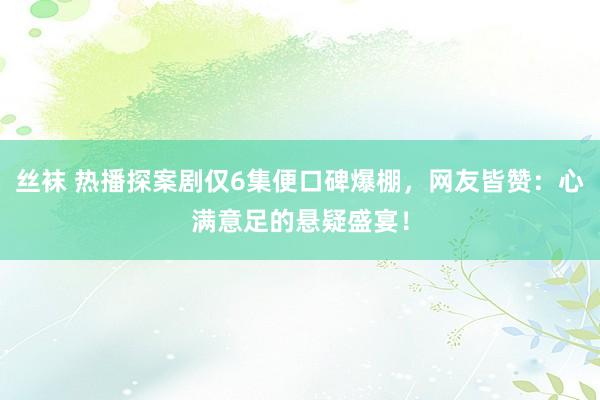 丝袜 热播探案剧仅6集便口碑爆棚，网友皆赞：心满意足的悬疑盛宴！